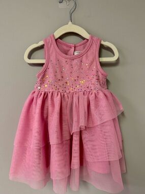 George Pink Sequin Tiered Tulle Dress
